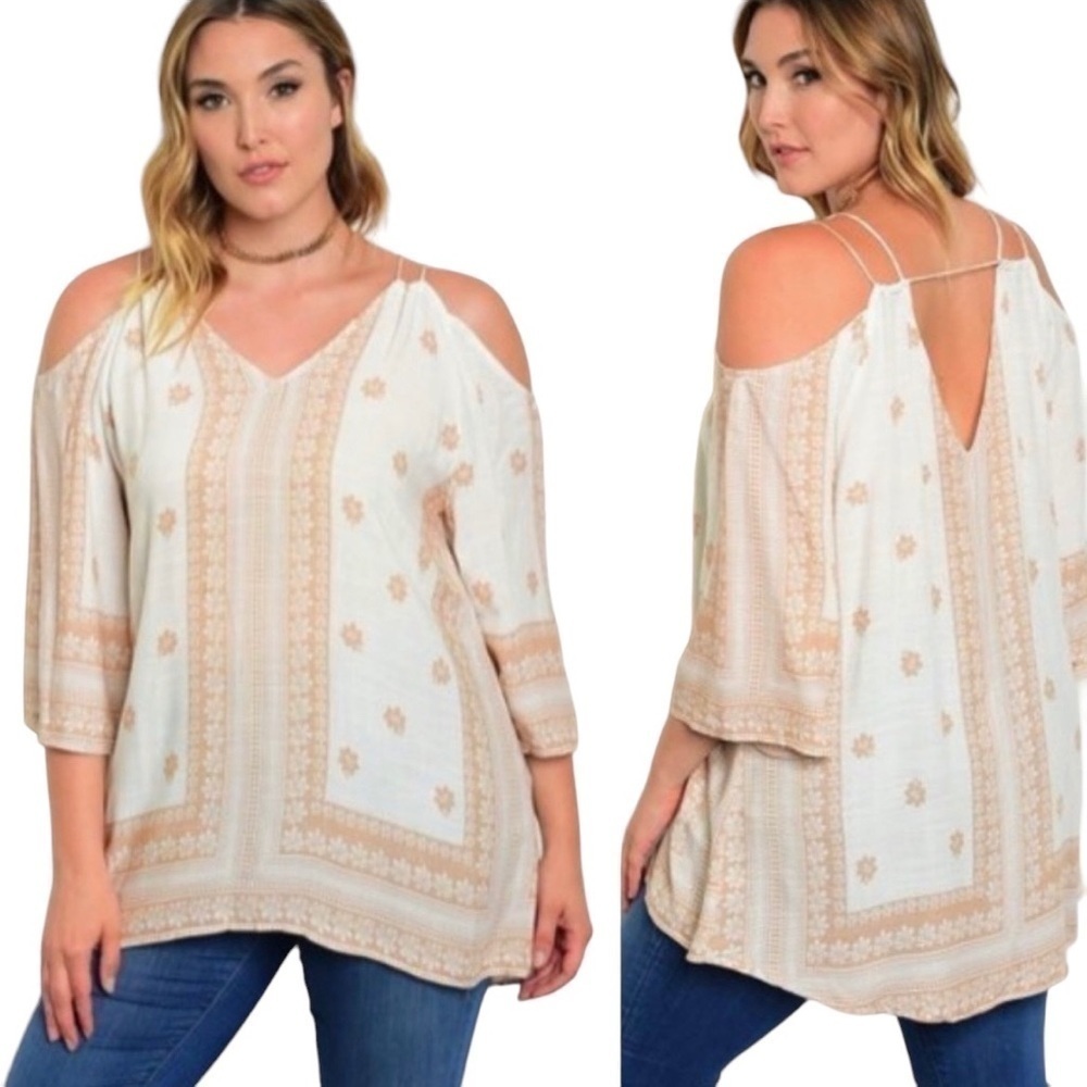 Love Riche Cold Shoulder v back Strappy Boho Tunic Sz S